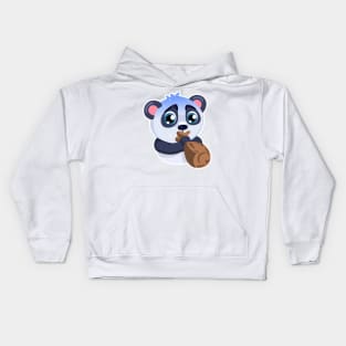 Panda blows the paper bag Kids Hoodie